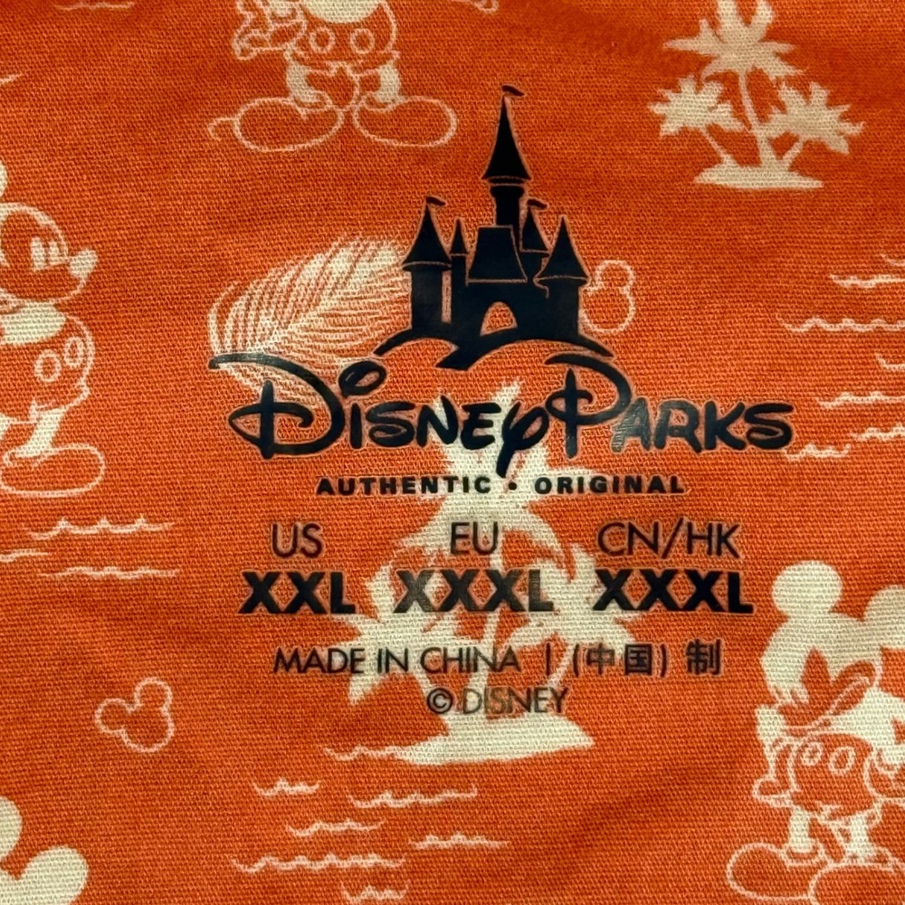 Disney Parks Mens Button Up Shirt XXL Blue Mickey Embroidered Tropical Contrast - Picture 5 of 8